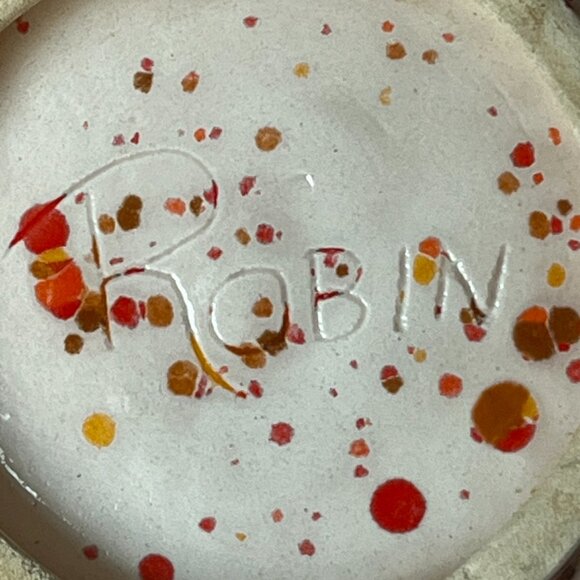 Handmade Studio Art Pottery Ruffled Bowl Signed Robin Mid Century Modern - Picture 12 of 13